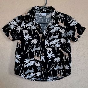 Old Navy, Black Short Sleeve Printed Shirt, 18-24 Months
